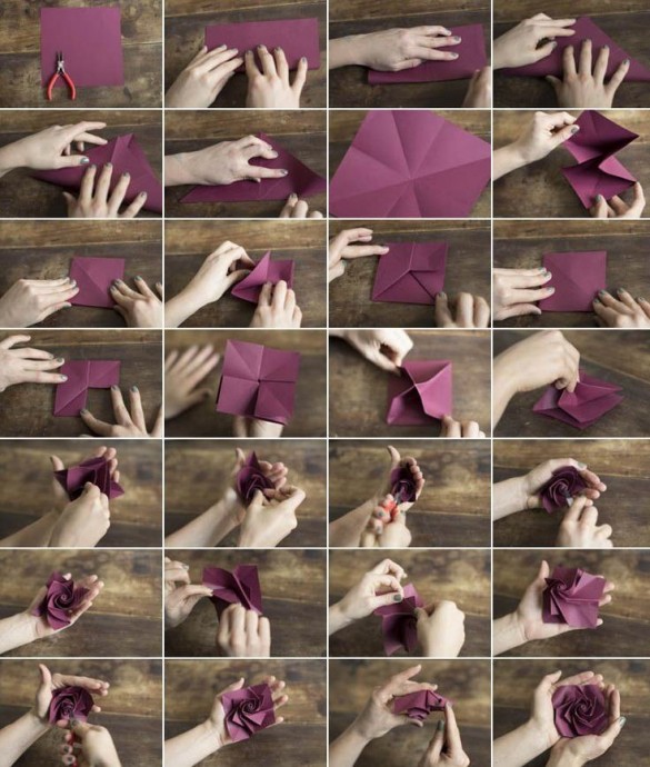 Роза в технике оригами
