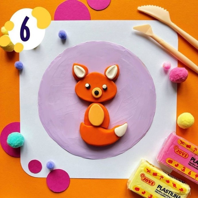 Картина из пластилина с лисичкой Картина из пластилина с лисичкой