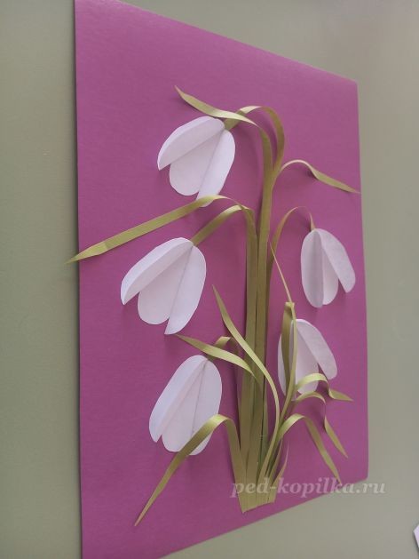 Объёмная аппликация "Подснежники" Объёмная аппликация "Подснежники"