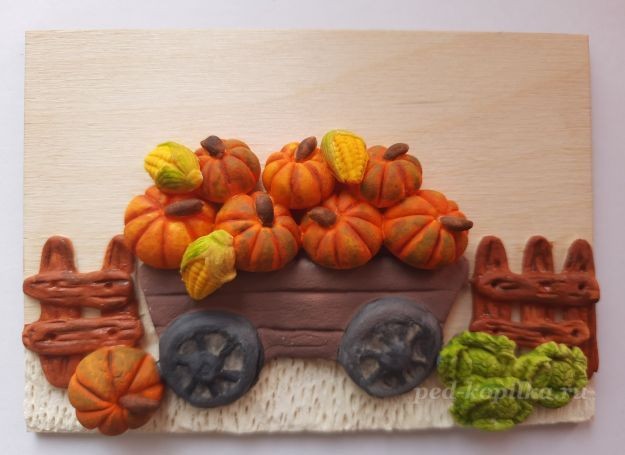 ​Осеннее панно с тыквами из солёного теста: часть 2