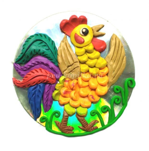 Пластилиновая поделка "Петушок": часть 1