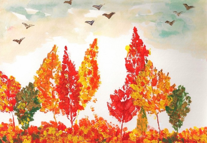 Рисунки осенними листьями Рисунки осенними листьями