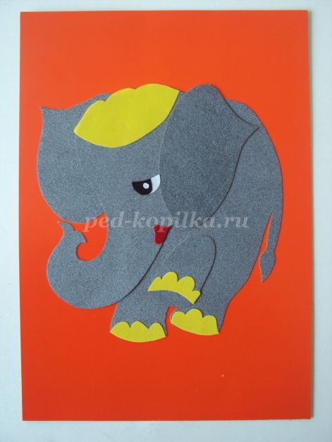 Аппликация из бархатной бумаги "Слонёнок" Аппликация из бархатной бумаги "Слонёнок"