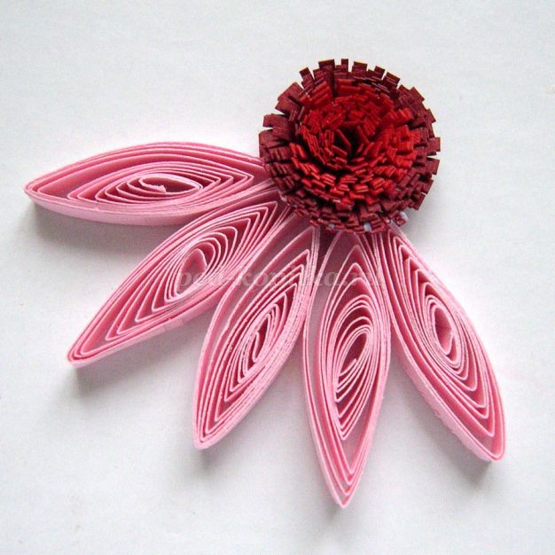 Открытка с эхинацеей в технике квиллинга: часть 2