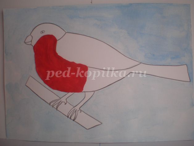 Пластилинография "Снегирь зимой": часть 1