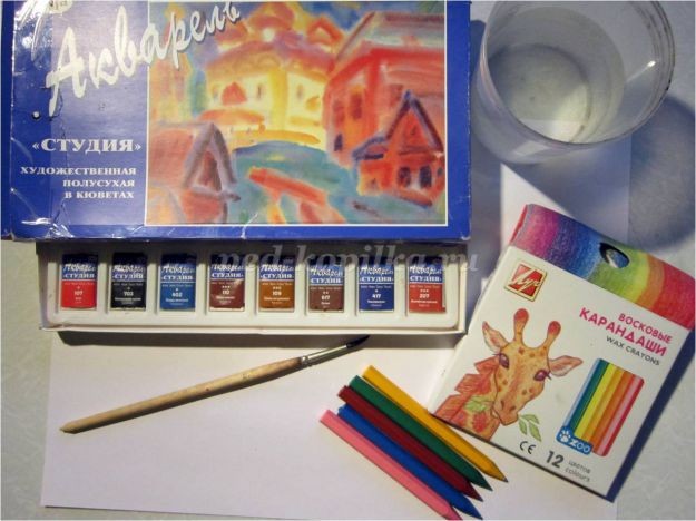 Рисование цветов в смешанной технике: акварельная живопись "по-сырому" и восковые цветные карандаши: часть 1