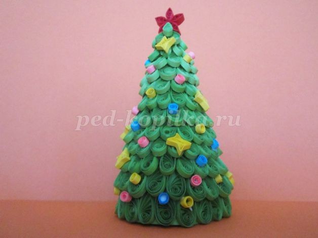 Объёмная новогодняя ёлка в технике квиллинг: часть 2 Объёмная новогодняя ёлка в технике квиллинг: часть 2