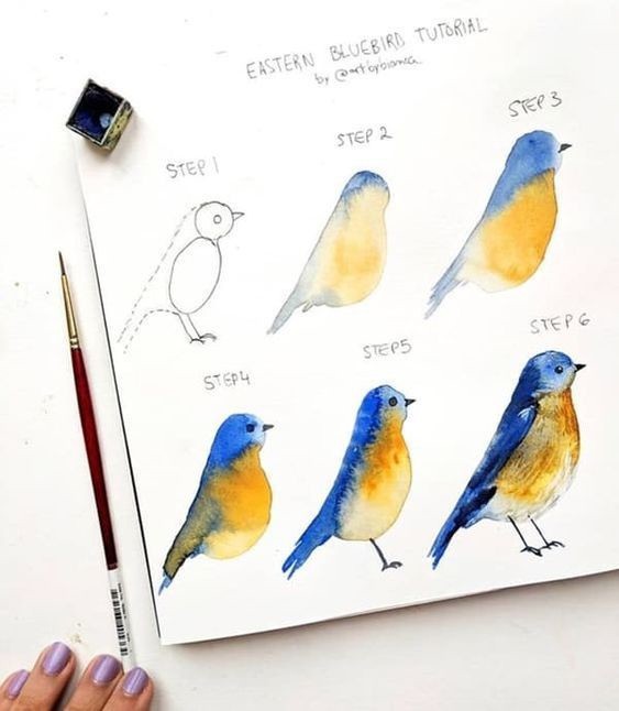​Рисуем с детьми птичек