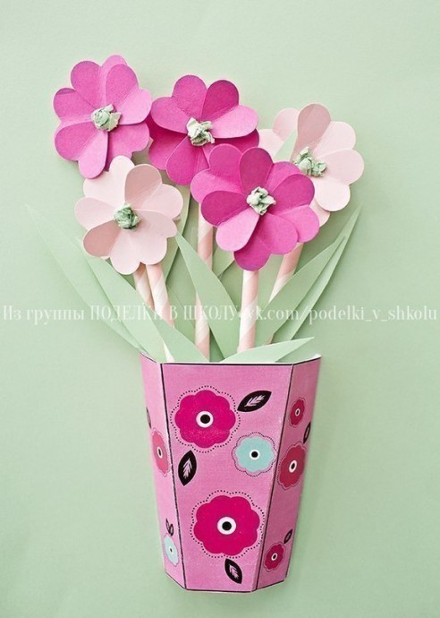 Открытка "Объемная ваза с цветами"