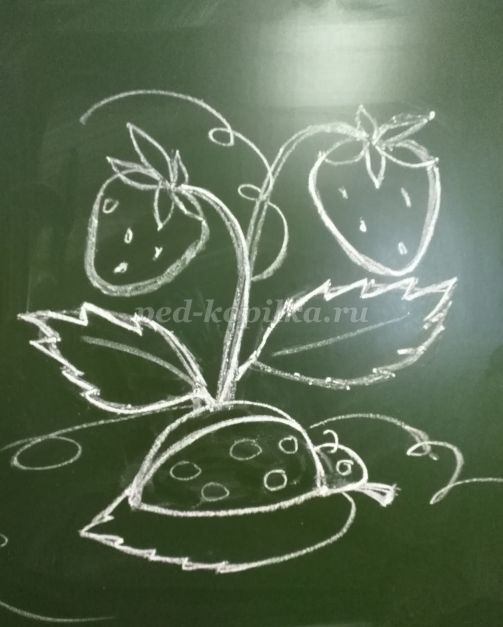 Рисование клубники и божьей коровки