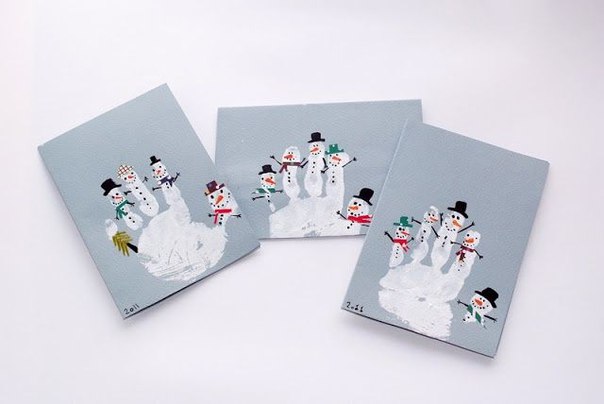 Рисуем снеговиков пальчиками