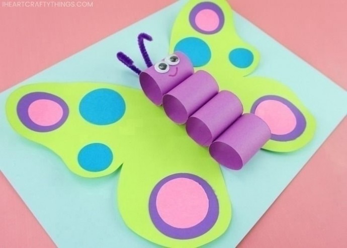 ​Бабочки из цветной бумаги