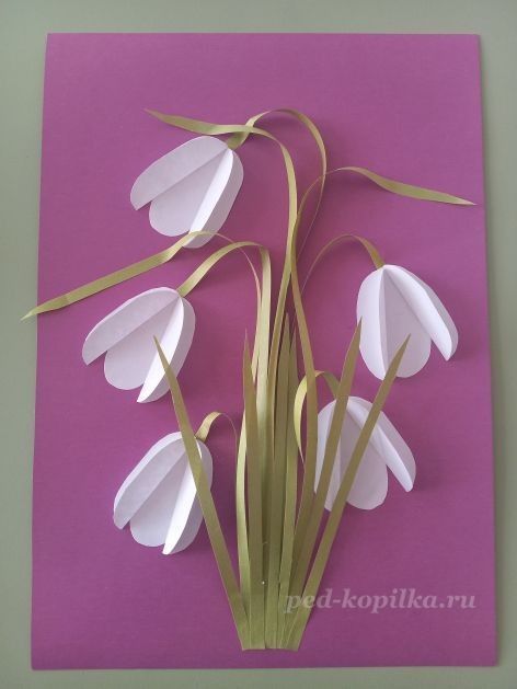 Объёмная аппликация "Подснежники" Объёмная аппликация "Подснежники"
