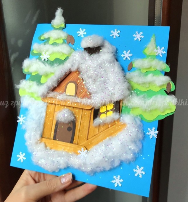 Зимние поделки: дом в снегу