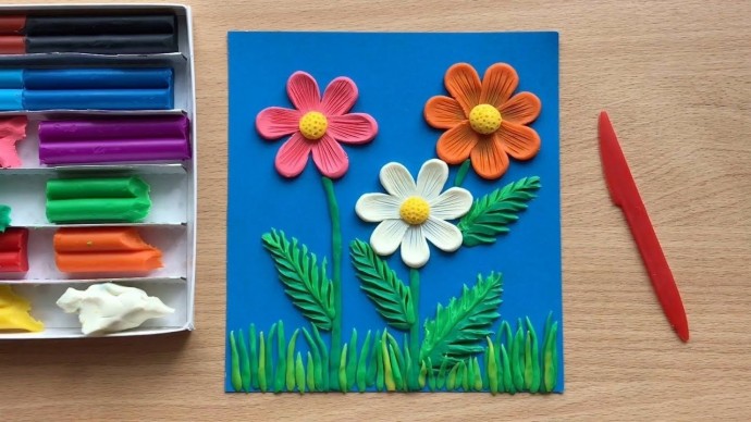 ​Картины с цветами, нарисованные пластилином: идеи для детского творчества