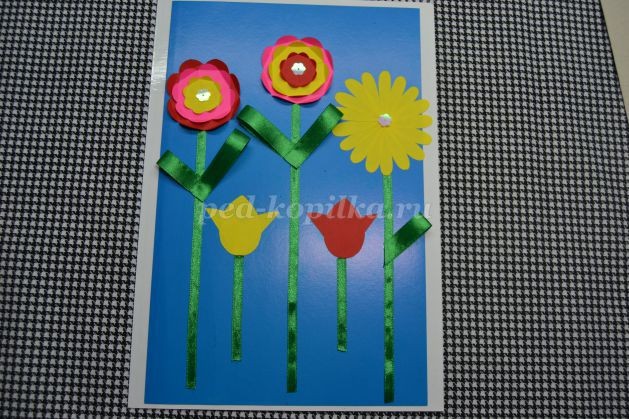 ​Открыточка с цветами и лентами маме на 8 Марта: часть 5