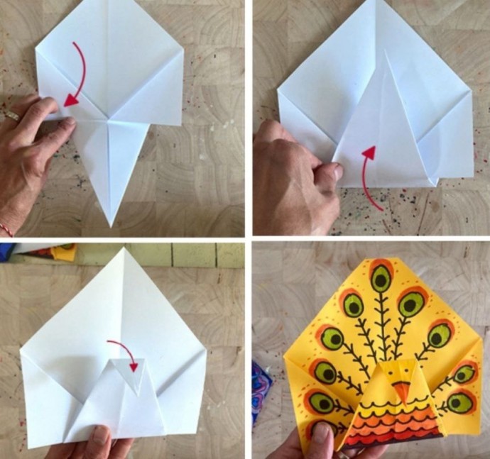 ​Павлин в технике оригами