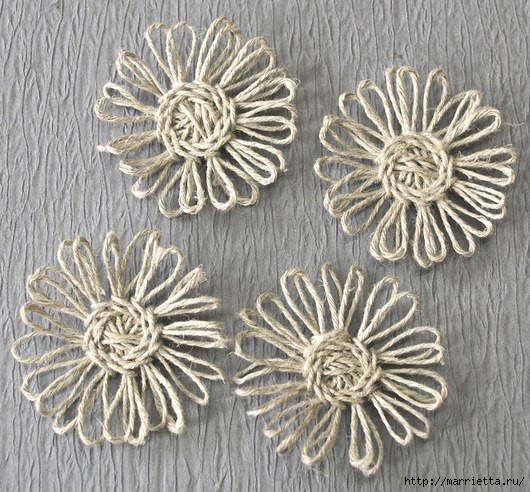 Цветы из шпагата: мастер-класс