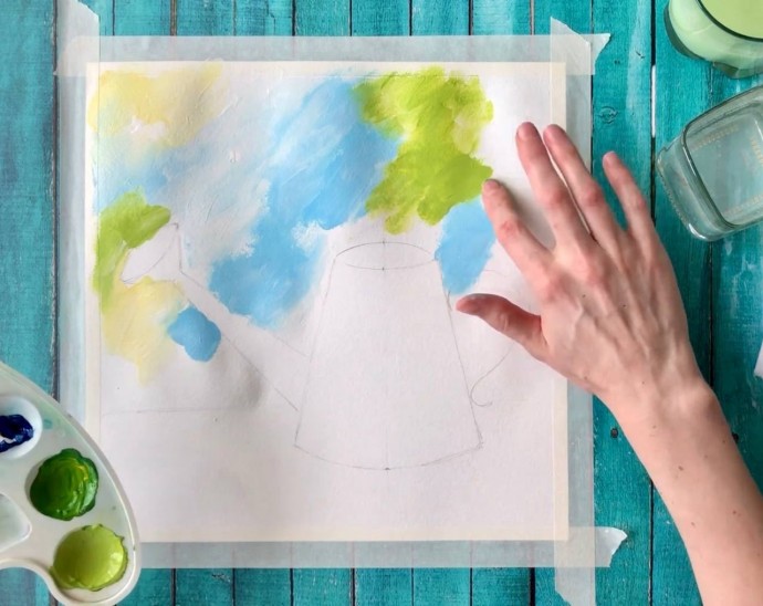 Рисуем ромашки в лейке