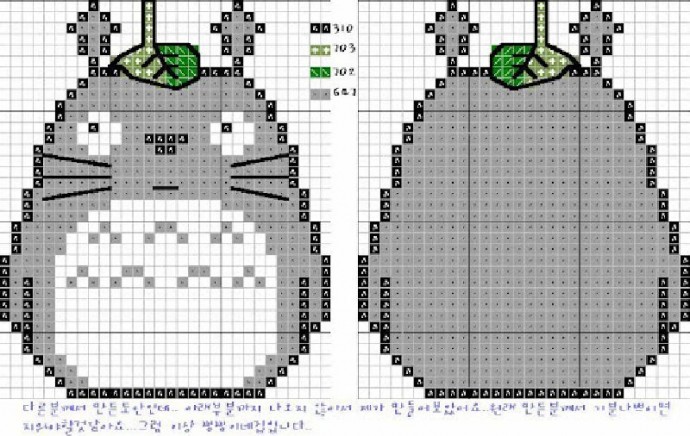 Брелок "Тоторо": вышивка по пластиковой канве