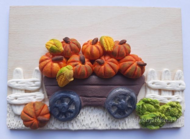 ​Осеннее панно с тыквами из солёного теста: часть 2