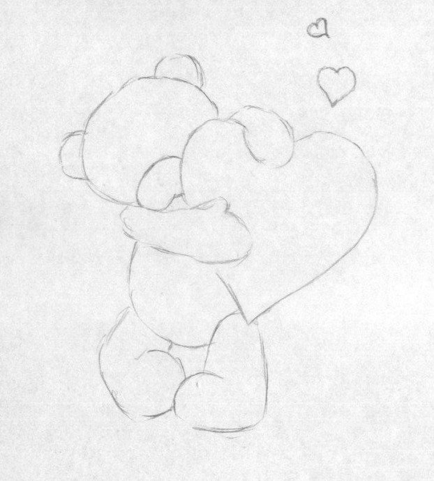 Рисуем медвежонка с сердцем Рисуем медвежонка с сердцем