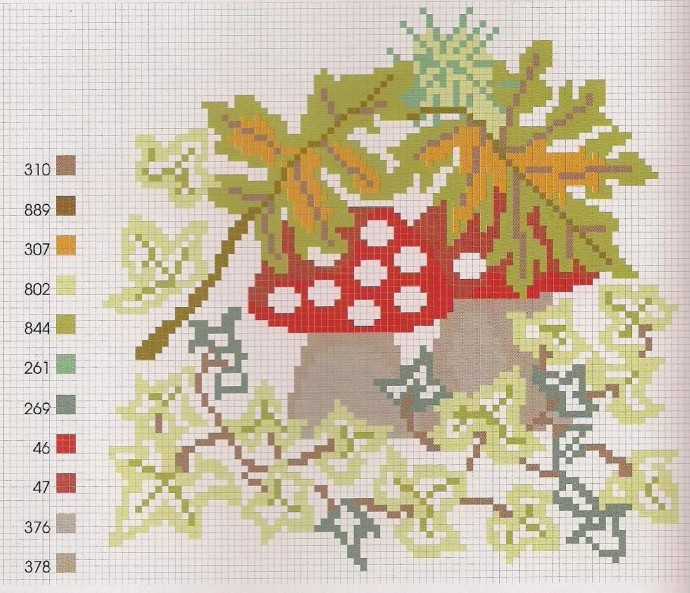 ​Вышиваем с детьми грибочки