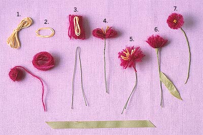 Красивые объемные цветы из ниток Красивые объемные цветы из ниток