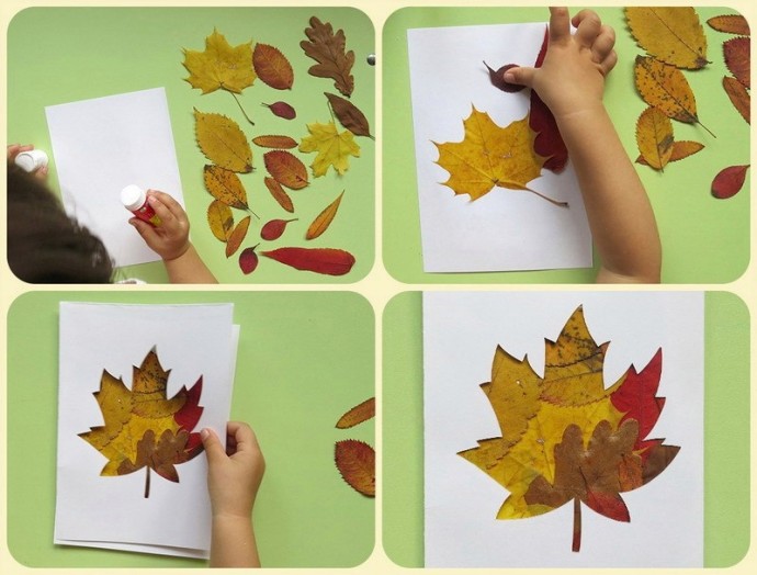Осенняя открытка из листьев