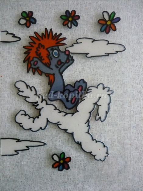 ​Пластилинография на стекле: львёнок и черепаха, часть 2