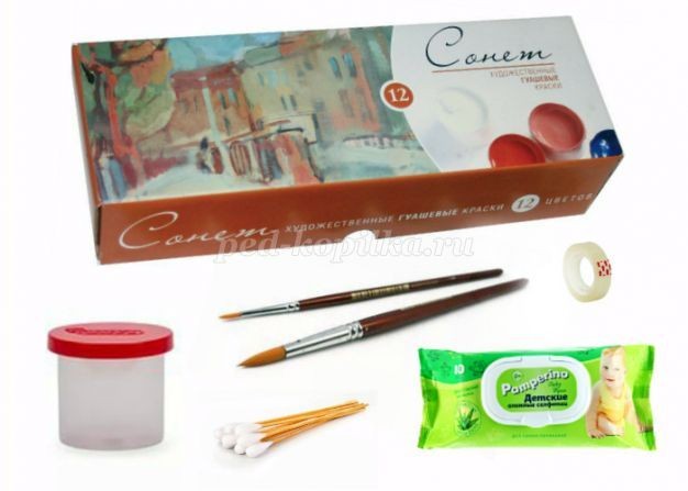 ​Цветущее дерево гуашью: часть 1