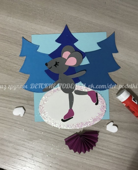Зимние новогодние поделки—аппликации: "Мышка-фигуристка" Зимние новогодние поделки—аппликации: "Мышка-фигуристка"