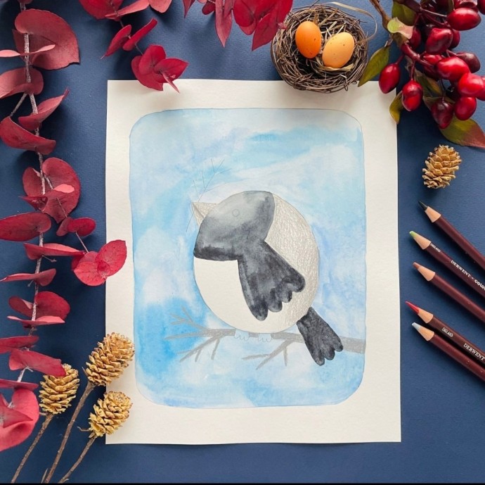 Рисуем снегиря