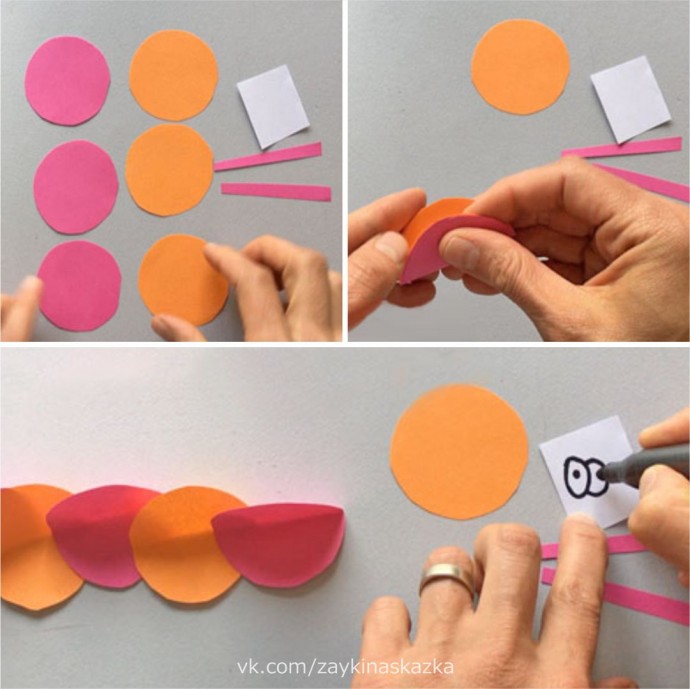 ​Гусенички из цветной бумаги