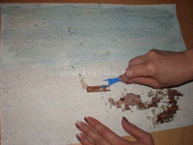 ​Ранняя весна в технике "Граттаж"