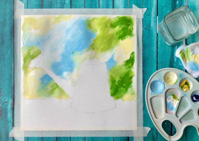 Рисуем ромашки в лейке