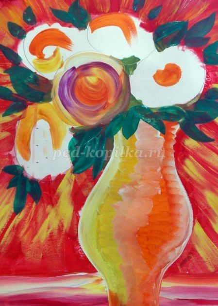 ​Букет для мамы гуашью: часть 2