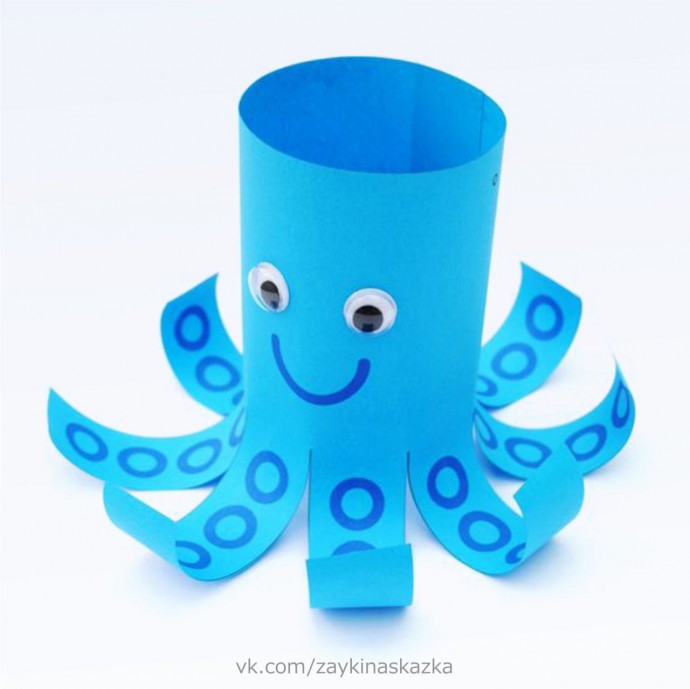 Осьминог из картонной втулки