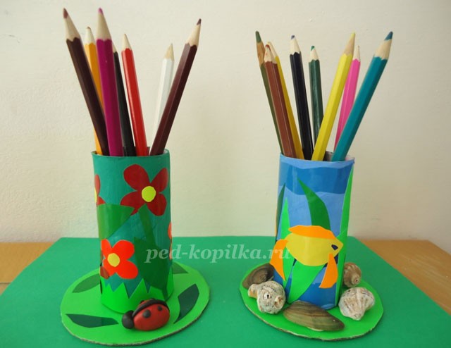 ​Карандашница из рулонов от туалетной бумаги: часть 2