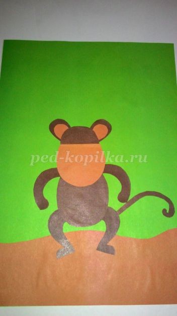 Аппликация из цветной бумаги "Обезьянка"