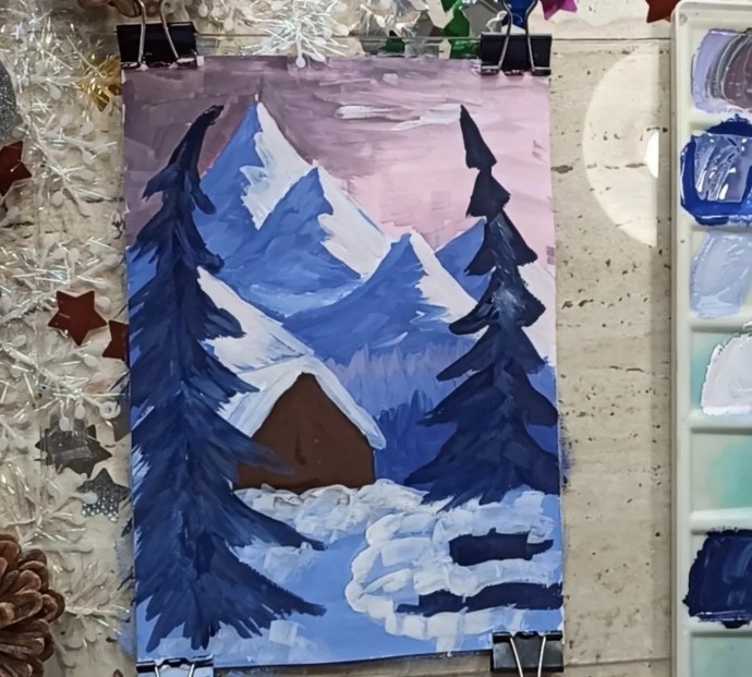 Рисуем снежный пейзаж