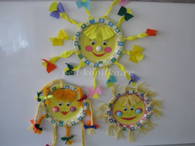 ​Солнышко из одноразовых тарелок: часть 3