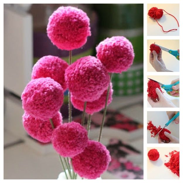 Красивые объемные цветы из ниток Красивые объемные цветы из ниток