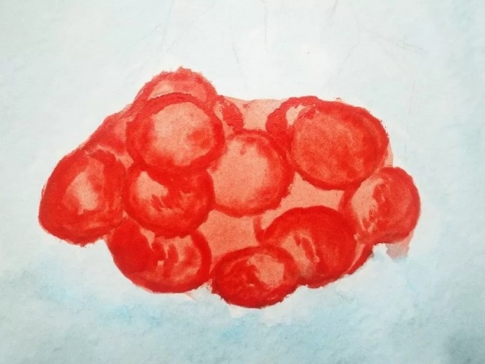 ​Скетч акварелью "Рябина под снегом"