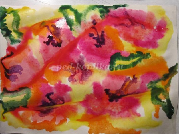 Рисование цветов в смешанной технике: акварельная живопись "по-сырому" и восковые цветные карандаши: часть 2 Рисование цветов в смешанной технике: акварельная живопись "по-сырому" и восковые цветные карандаши: часть 2