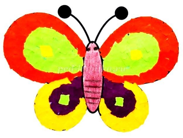 Обрывная аппликация из бумаги "Бабочка"