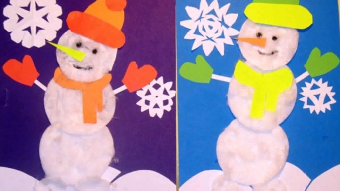 Идеи для зимних аппликаций с использованием ватных дисков Идеи для зимних аппликаций с использованием ватных дисков