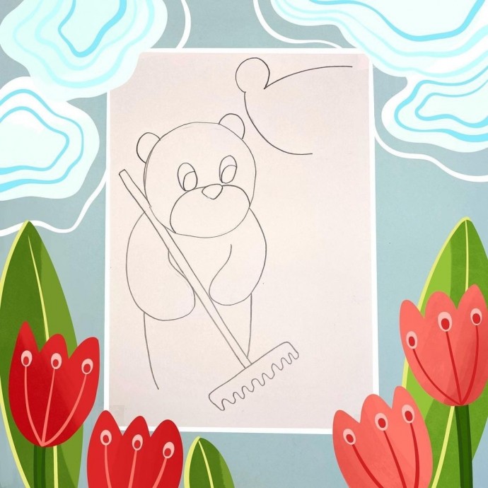 Мишка на грядке