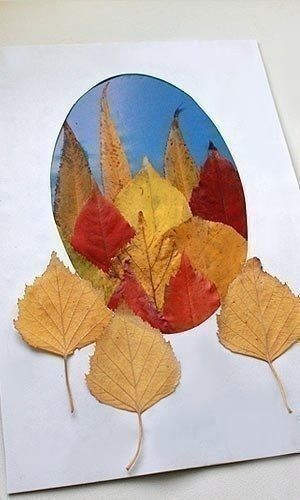 ​Осенняя открытка из листьев