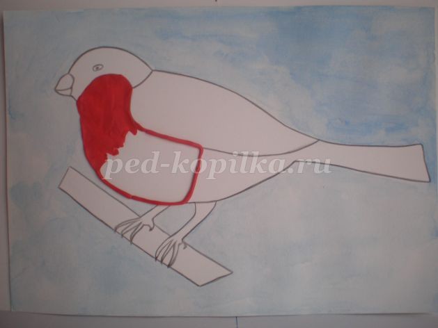 Пластилинография "Снегирь зимой": часть 1